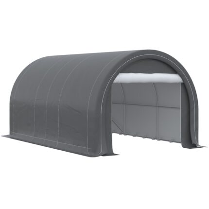Copertina de gradina pentru masini, Outsunny, Otel/PE, 500x300x240 cm, Gri