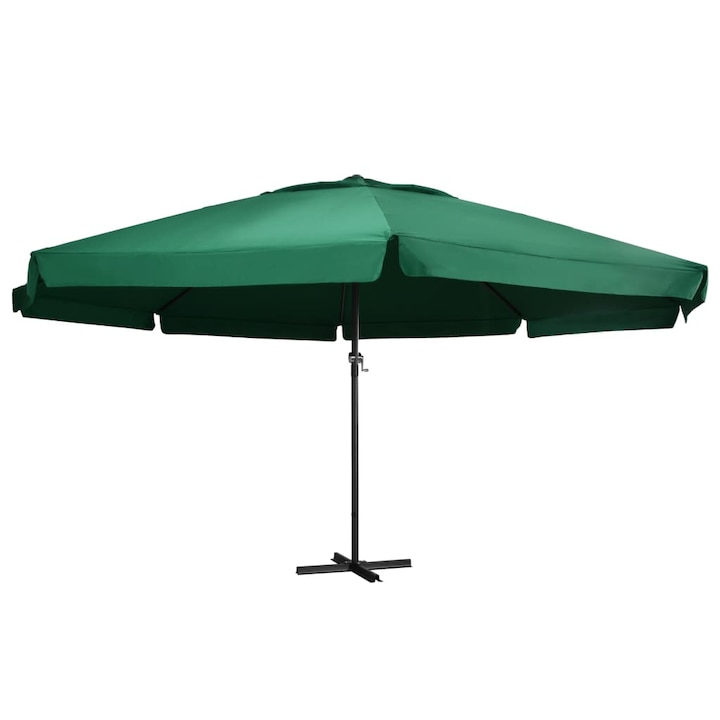 Umbrela de terasa, vidaXL, Poliester/Aluminiu, 600 x 330 cm, Verde