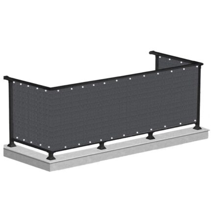 Paravan de balcon impermeabil poliester, 100x600cm, gri inchis