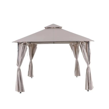 Pavilion Cort Gradina Terasa Curte, Impermeabil Rezistent UV, Forma Patrata, 300 x 300 x 280cm, Bej, Pereti Laterali