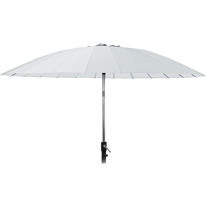 Umbrela gradina/terasa Shanghai Ambiance, diametru 270 cm, poliester+strat poliamida, actionare manuala, mecanism cu inclinare, protectie UV 30+, alb
