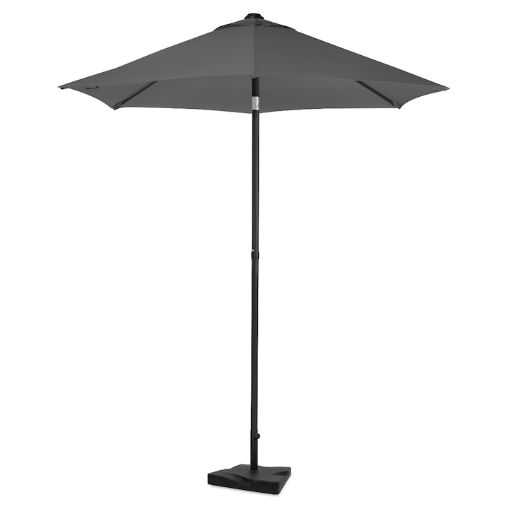 Umbrela de soare premium VONROC, GP514XX_GREY_C, Ø200cm, Gri, Cu baza beton 20kg