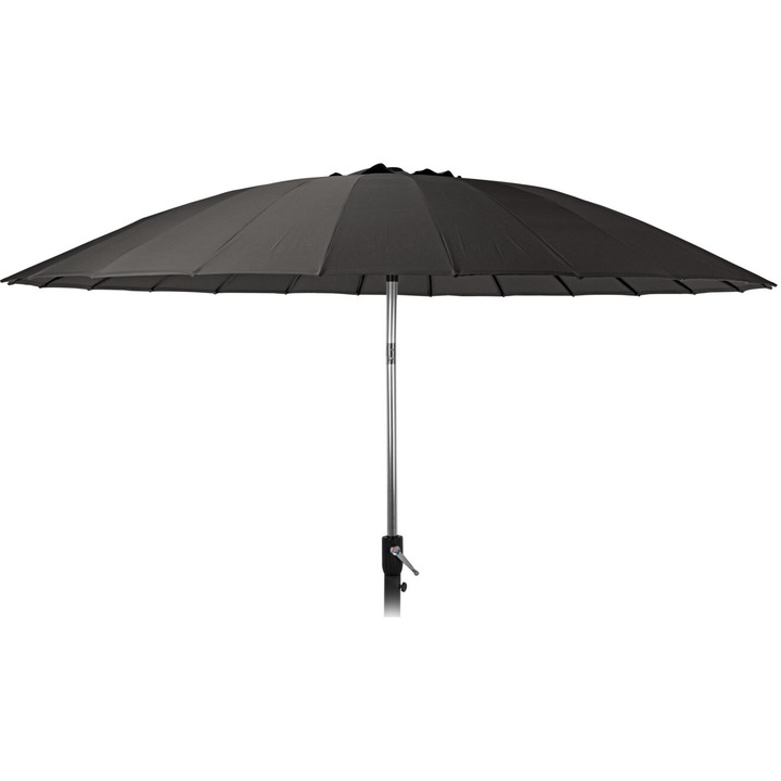 Umbrela gradina/terasa Shanghai Ambiance, diametru 270 cm, poliester+strat poliamida, actionare manuala, mecanism cu inclinare, protectie UV 30+, gri-antracit