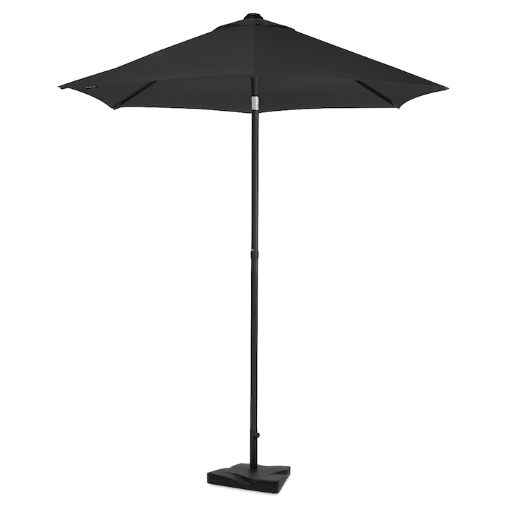 Umbrela de soare premium VONROC, GP514XX_C, Ø200cm, Neagra, cu baza beton 20 kg