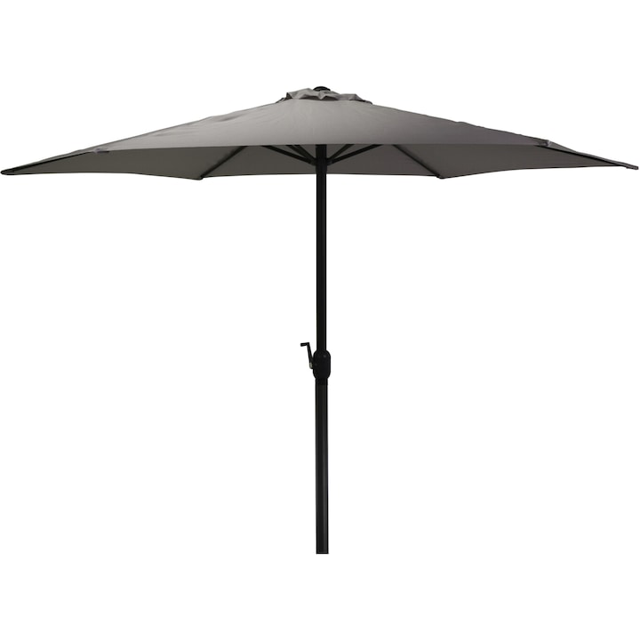 Umbrela de soare Probeach, diametru 300 cm, din poliester, cu husa PVC, actionare manuala, gri-antracit