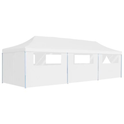 Cort de petrecere, pliabil cu 8 pereti laterali, vidaXL, Tesatura, 3 x 9 m, Alb