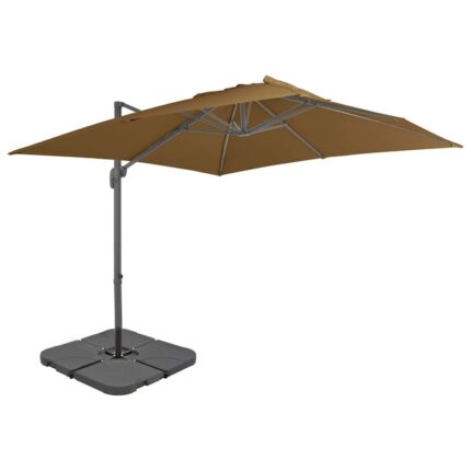 Umbrela de exterior cu baza portabila vidaXL, gri taupe, 24.35 kg
