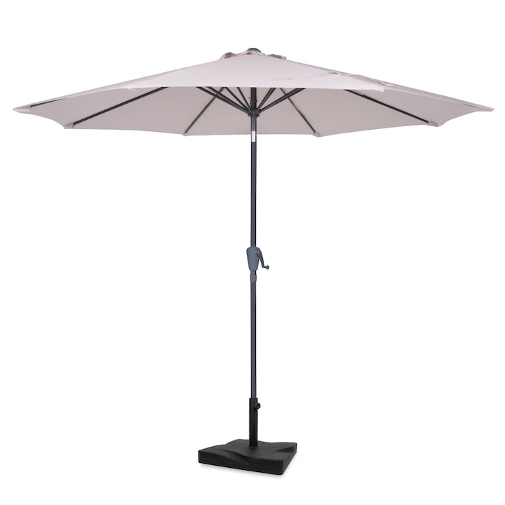 Umbrela de soare premium VONROC, GP503XX_BEIGE_C2, Ø300cm, Bej, Cu baza beton 20 kg