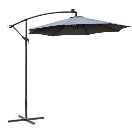 Umbrela de exterior Outsunny, Benzi LED, 2.95x2.45m, Gri/Negru