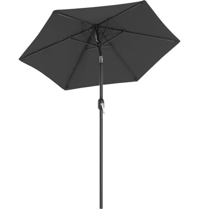 Umbrela de gradina SONGMICS, cu manivela pentru deschidere, sistem inclinare, 200cm, gri