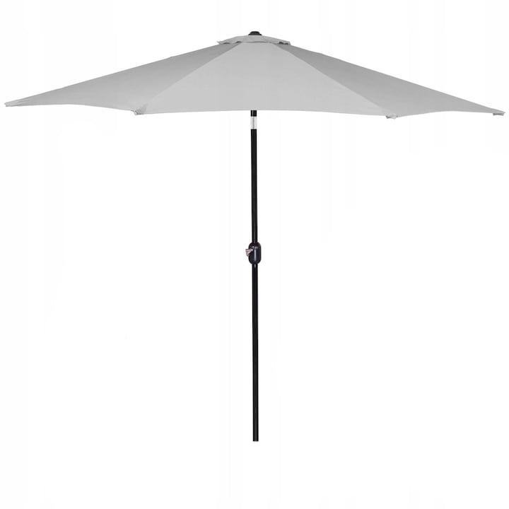Umbrela terasa gradina, cu manivela si inclinare, GU15E, rotunda 300cm, Gri