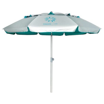 Umbrela pentru plaja Escape, Poliester/Aluminiu/Fibra de sticla, 2 m, Argintiu/Turcoaz