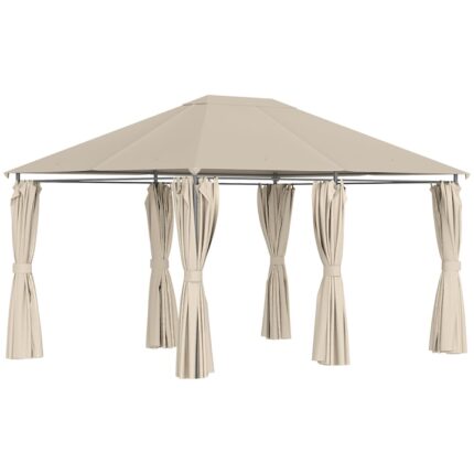 Foisor de gradina, Outsunny, Poliester/Metal, 400 x 300 x 274 cm, Bej