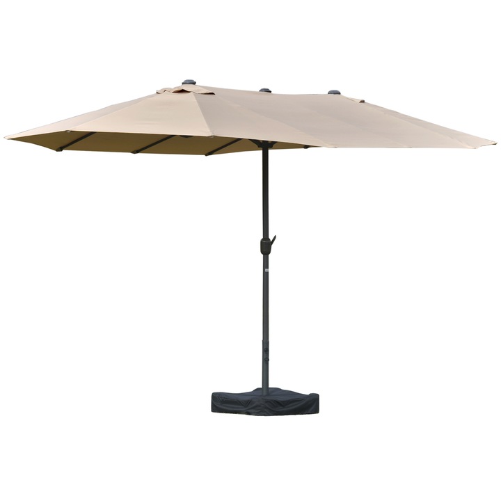 Umbrela dubla de gradina, Outsunny, Poliester, 460x270 cm, Kaki