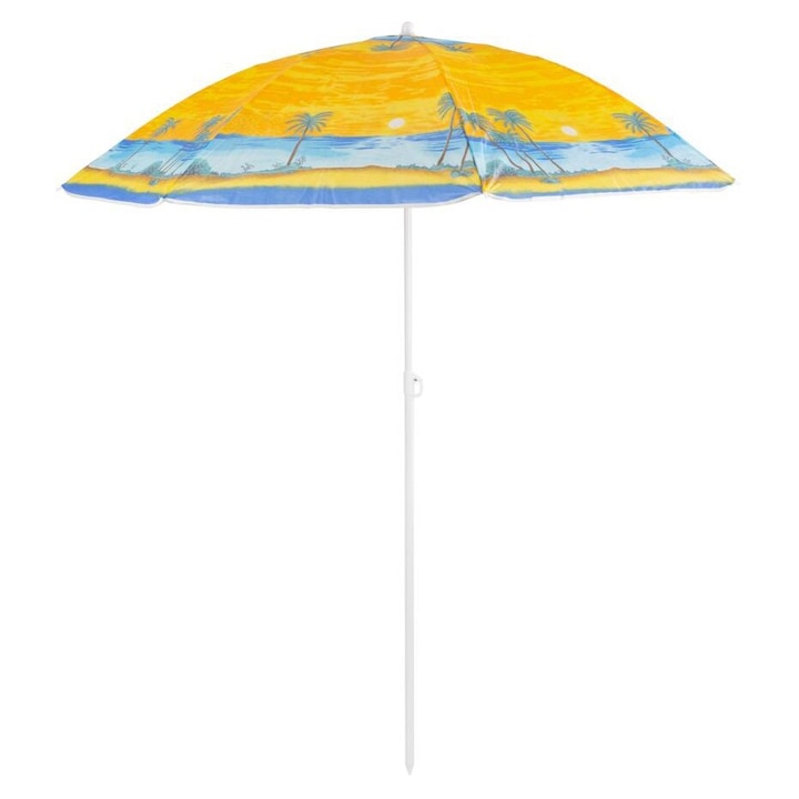 cu manivela Umbrela plaja, Strend Pro, cu manivela, model insula, galben, 180 cm