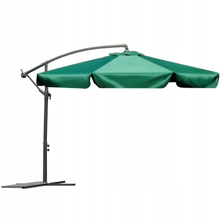 Umbrela pentru terasa si gradina, 350 cm, 8 segmente, inaltime si inclinare reglabila, verde