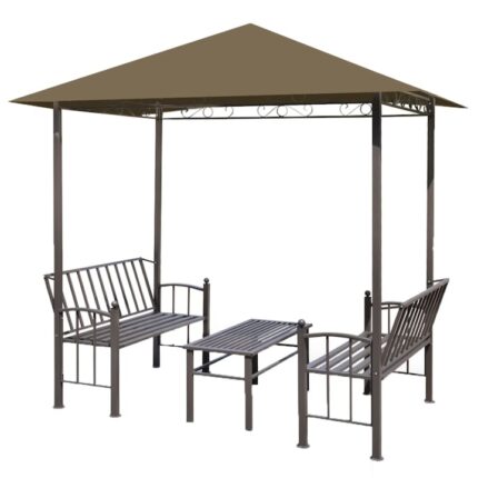 Pavilion gradina masa/banci vidaXL, gri taupe, 2,5x1,5x2,4 m, 180 g/m², 39.25 kg
