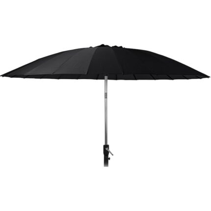 Umbrela gradina/terasa Shanghai Ambiance, diametru 270 cm, poliester+strat poliamida, actionare manuala, mecanism cu inclinare, protectie UV 30+, negru