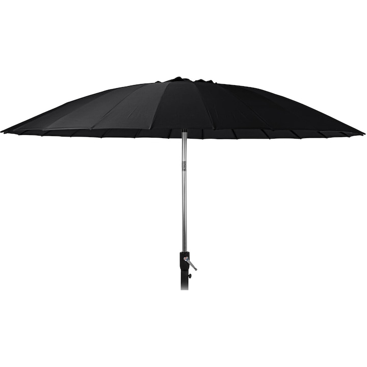 Umbrela gradina/terasa Shanghai Ambiance, diametru 270 cm, poliester+strat poliamida, actionare manuala, mecanism cu inclinare, protectie UV 30+, negru