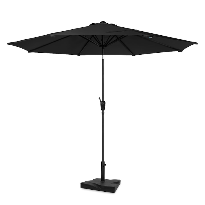 Umbrela de soare premium VONROC, GP503XX_C2, Ø300cm, Neagra, Cu baza beton 20 kg