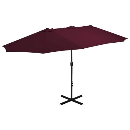 Umbrela soare exterior vidaXL, stalp aluminiu, rosu bordo, 460x270 cm, 11.55 kg