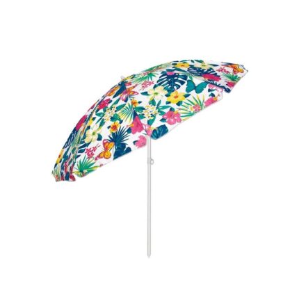 Umbrela plaja, 200 cm diametru, Tub 22/25 mm, Schelet otel, Flori multicolore, ATU-V5156