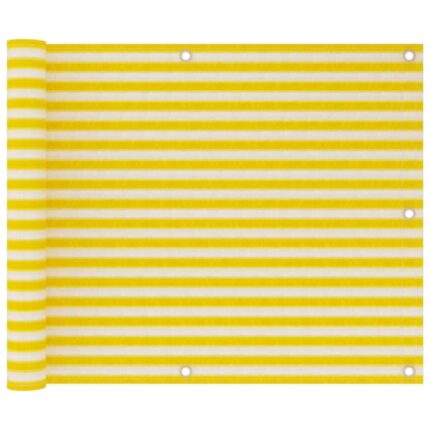 Paravan de balcon vidaXL, galben si alb, 75x300 cm, HDPE, 0.36 kg