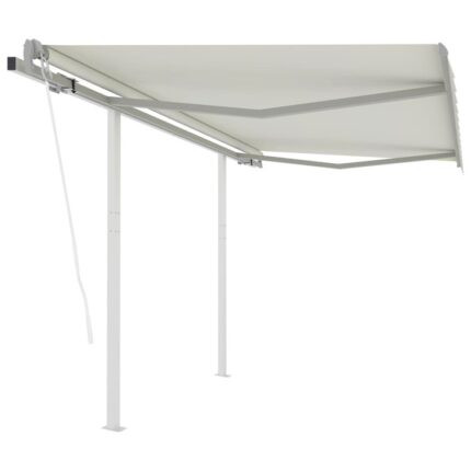 Copertina retractabila automat cu stalpi vidaXL, crem, 3x2,5 m, 44.24 kg