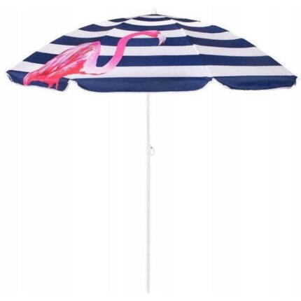 Umbrela pentru terasa si gradina, Springos, model Flamingo, 8 segmente, 180 x 175 cm, Alb/Albastru/Roz