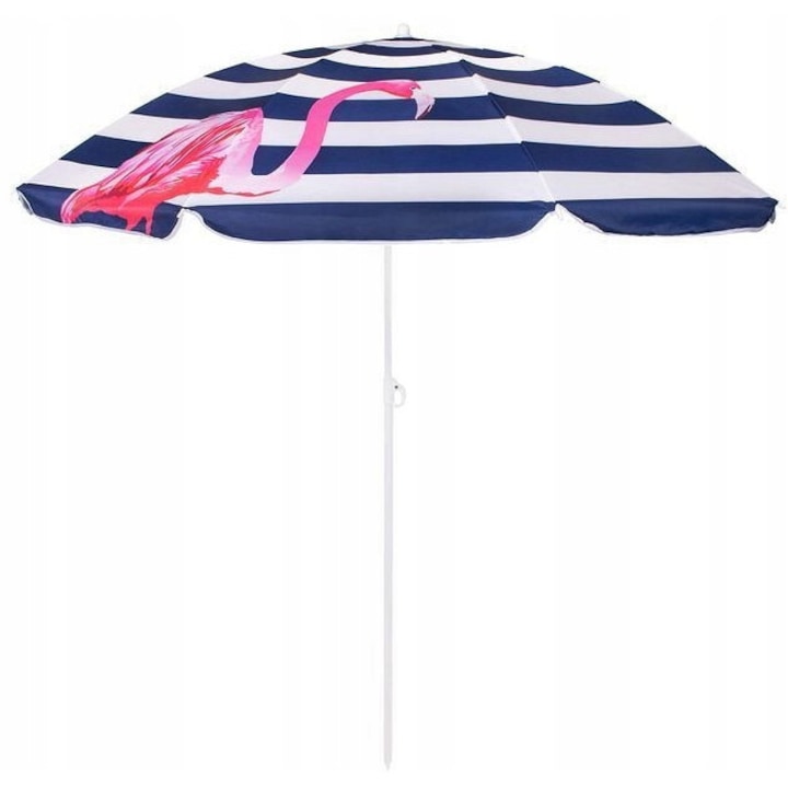 Umbrela pentru terasa si gradina, Springos, model Flamingo, 8 segmente, 180 x 175 cm, Alb/Albastru/Roz