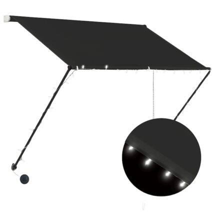 Copertina retractabila cu LED vidaXL, antracit, 200 x 150 cm, 3.9 kg