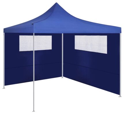 Perete lateral foisor cu ferestre vidaxL, 590 x 200 cm, albastru
