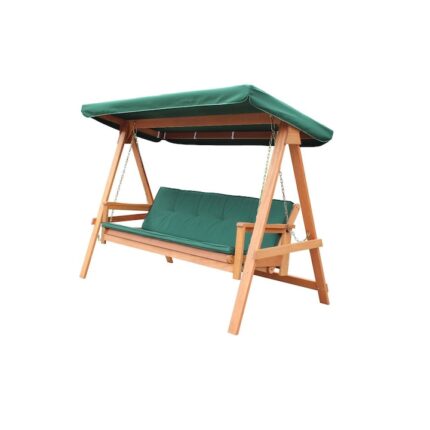 Balansoar Soleil din lemn, 3 locuri, functie pat, perne incluse, 235x178.5x117.5 cm