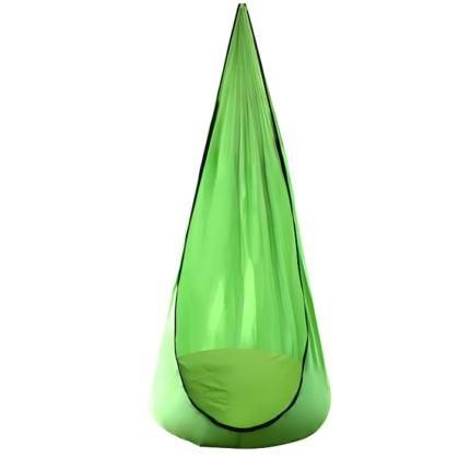 Leagan cuib tip hamac din material tip parasuta, ultra usor, ultra portabil, excelent pentru curte, copii, tip leagan, 140x70 cm, curea de prindere, verde