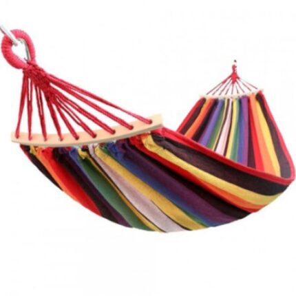 Hamac cu bara de lemn, Dimensiune 200x80 cm, Multicolor, Greutate Maxima 120kg