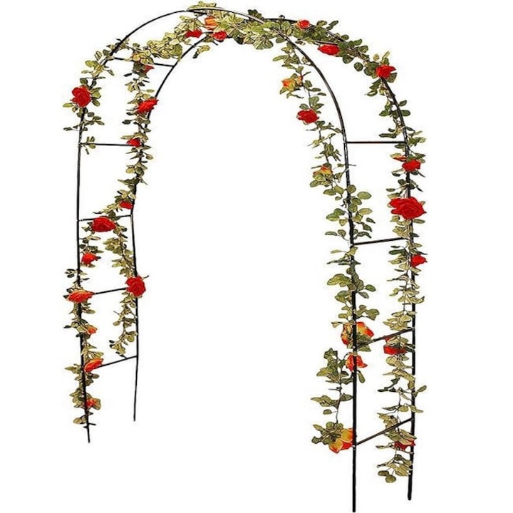 Arcada metalica de gradina pentru flori cataratoare, verde inchis, 240x140x38 cm, Haushalt International