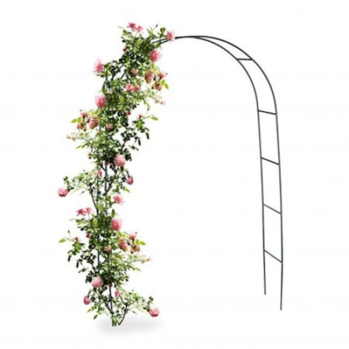 Arcada metalica de gradina pentru flori cataratoare, verde inchis, 240x140x38 cm