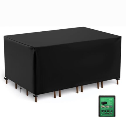 Husa mobilier gradina, Poliuretan/PVC, Rezistenta la apa, 123x123x74cm, Negru