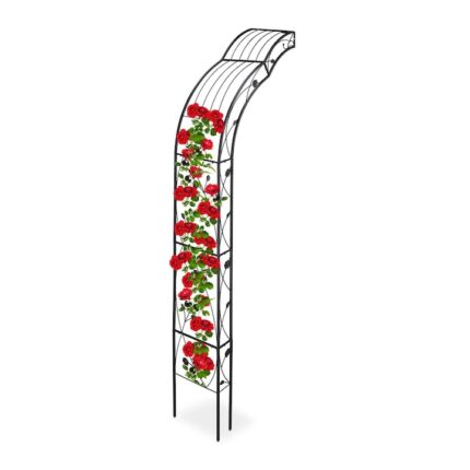 Arcada metalica de gradina pentru flori cataratoare, negru, dimensiuni 256 x 39 x 72 cm, Relaxdays