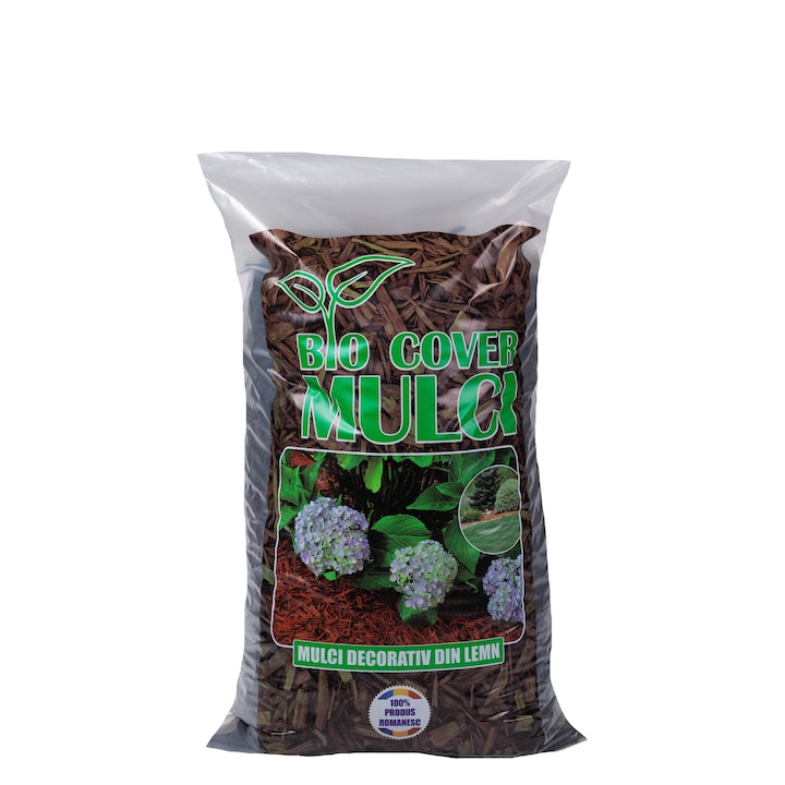 Negru Mulci din lemn decorativ, Biocover, Negru, 50L