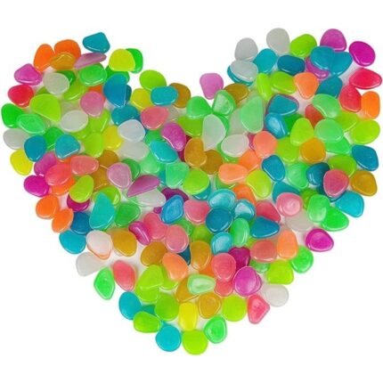Set 200 buc pietre luminoase pentru gradina, JENUOS®, decorative, pentru gradina si ghivece sau vaze, 1cm, Rasina, Multicolor