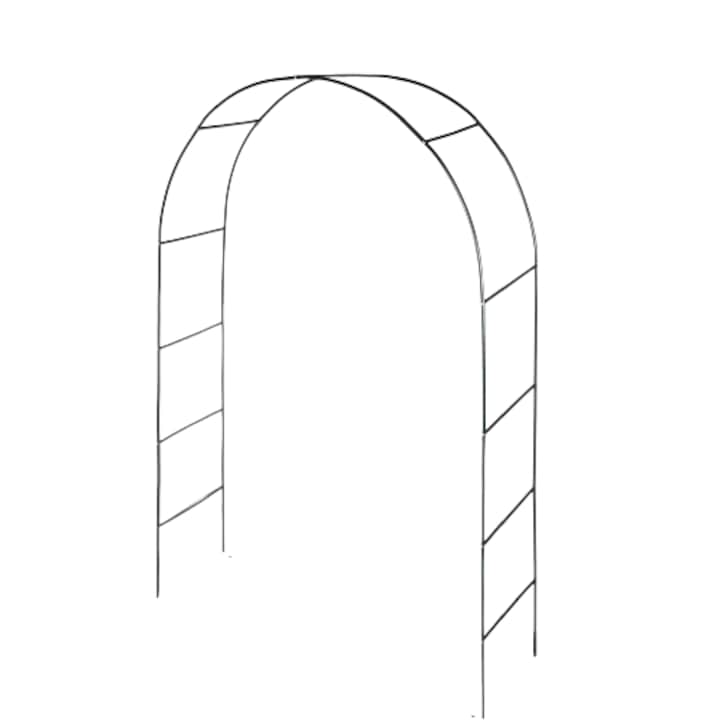 Arcada metalica de gradina pentru flori cataratoare, din metal, dimensiuni 240 x 140 x 35 cm, negru