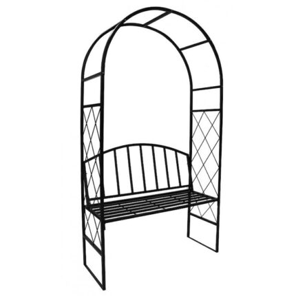 Pergola metalica gradina cu banca 115x45x208 cm