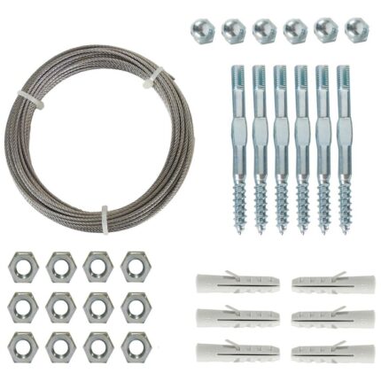 Set cabluri spalier pentru plante cataratoare, Nature, Metal, 10 x 1.8 mm, Gri