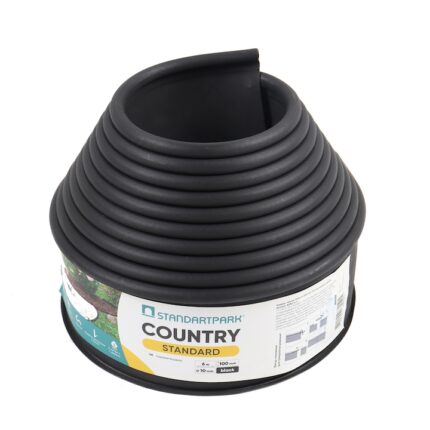 Separator gazon Country, plastic, negru, 10 cm x 6 m