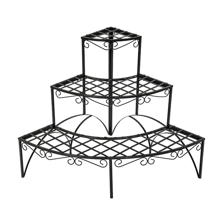 Suport metalic de flori pentru colt Timeless Tools, 61x85x60,5 cm, Negru