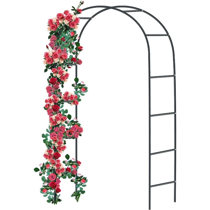 Arcada metalica, pergola arcuita pentru trandafiri, decor, nunta, botezuri, gradina, aniversari, petreceri, rezistenta la apa, 240 x 140 x 38 cm