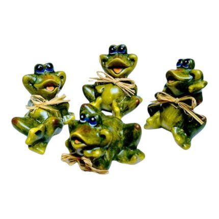 Set 4 ornamente din rasina, decoratiune pentru gradini, terase, gazon, broasca, 9 cm