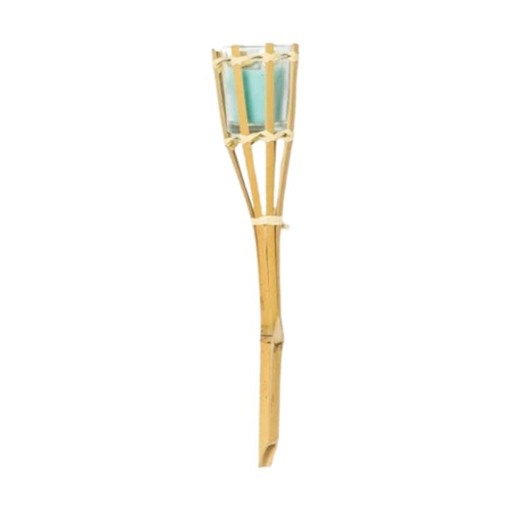 Torta pentru gradina, Arti Casa bambus, cu lumanare parfumata Citronella, culoarea albastra, lungimea 77cm