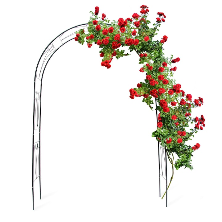 Arcada metalica de gradina pentru flori cataratoare, verde inchis, 233 x 153 x 39 cm, Relaxdays